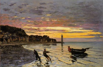 Schleppen einer Boot an Land Honfleur Claude Monet Ölgemälde